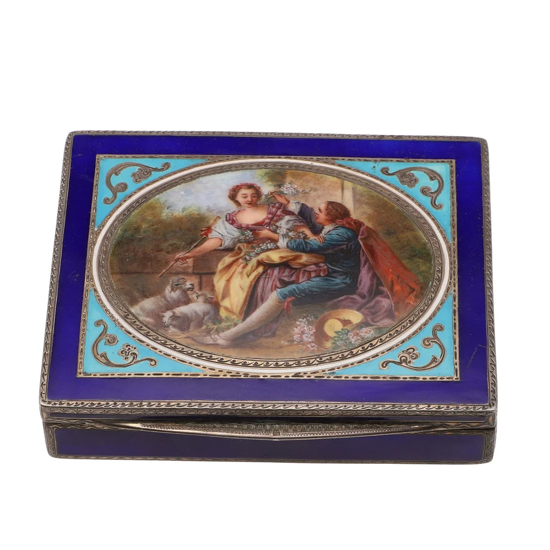 A LATE 19TH/ EARLY 20TH CENTURY FRENCH SILVER & ENAMEL BOX. — Silver — Lawrences Auctioneers
