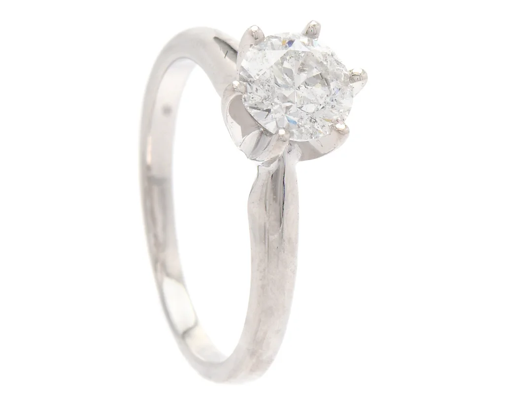 ENSTENSRING, 14K vitguld, briljantslipad diamant 0,97 ct, TW(F)/P2, GIA laserinskription 1255958488, stl 17 mm, vikt 3,3 g. — Smycken/Enstensring — Kaplans