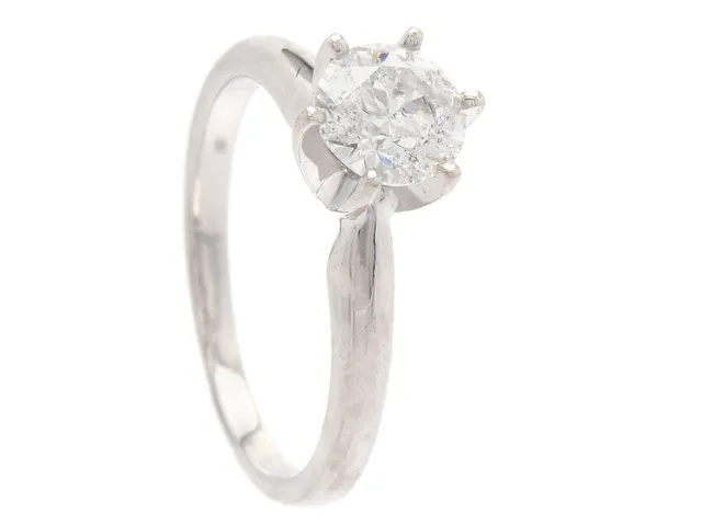 ENSTENSRING, 14K vitguld, briljantslipad diamant 0,97 ct, TW(F)/P2, GIA laserinskription 1255958488, stl 17 mm, vikt 3,3 g.
