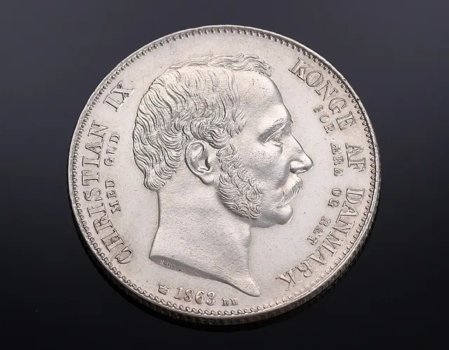 Christian IX, 2 rigsdaler 1863 - H. 3, Sieg 4 'Tronskiftespecie'