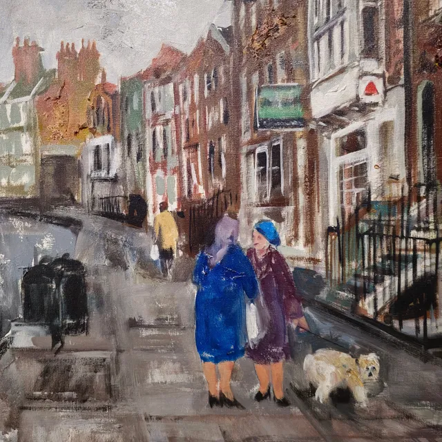 ANTONI VIVES FIERRO. PAISAJE URBANO. ÓLEO SOBRE LIENZO.