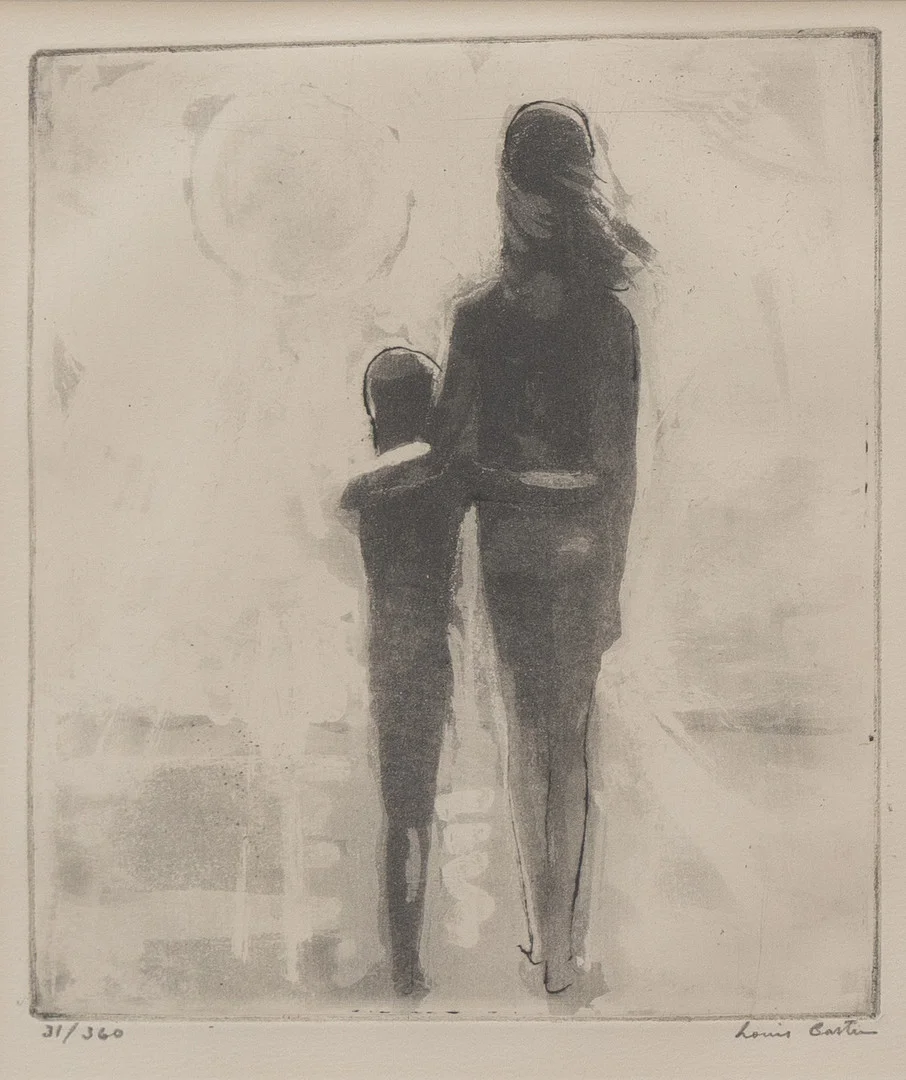 LOUIS BASTIN. Mor och barn, etsning nr 31/360, signerad. — Engravings & Prints — Garpenhus Auktioner