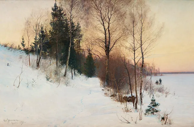 Carl Johansson, Vinterlandskap med fiskare.