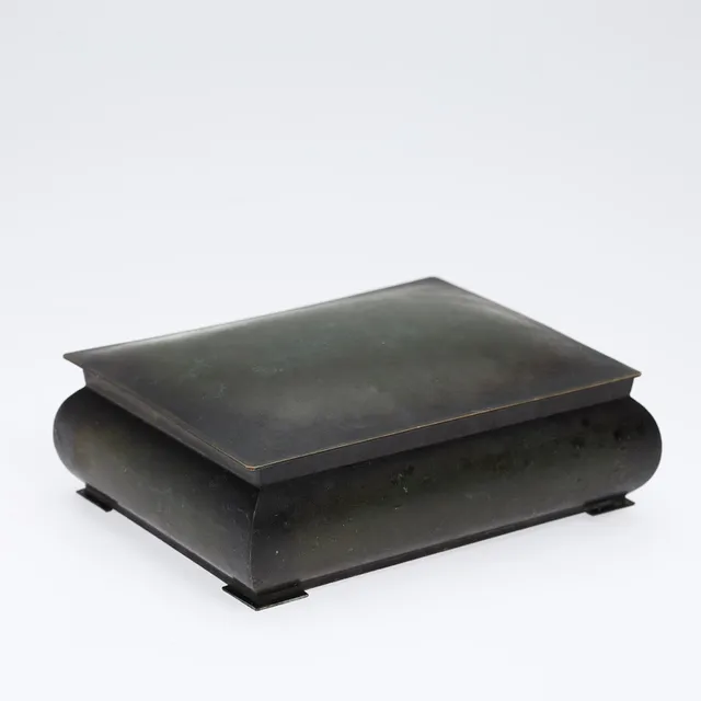 Skrin i patineret bronze og træ, dansk design, 1900-tallets begyndelse.