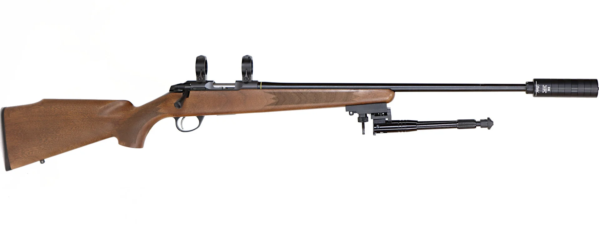 KULGEVÄR MED LJUDDÄMPARE OCH EN EXTRA PIPA, fabrikat Sako, modell Quad Hunter, kaliber .22WMR, tillv.nr Y79781, se-nr SE3168548. — Rifles — Walter Borg