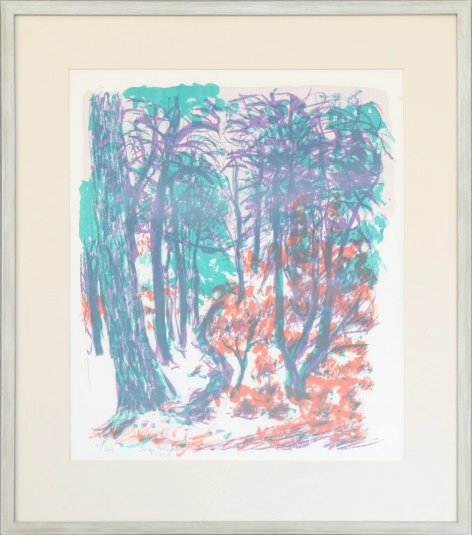 INGE SCHIÖLER. litografi, "Vildvuxen skog", 61/360, signerad och daterad 1961. — Engravings & Prints — Södermanlands Auktionsverk