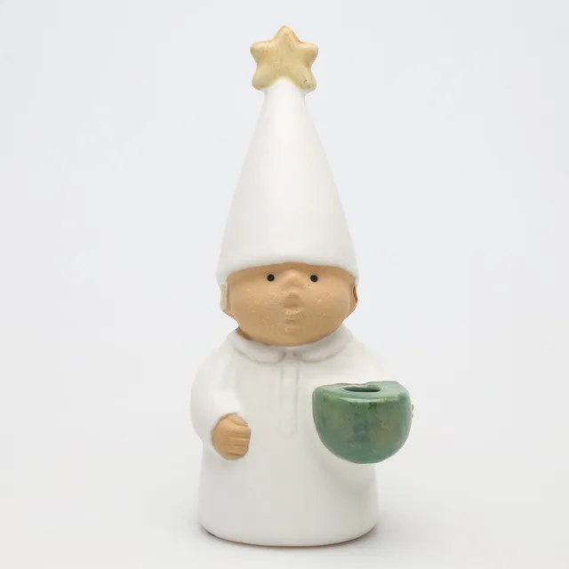 LISA LARSON. FIGURIN/LJUSSTAKE, stengods, "Stjärngosse", ur serien "Adventsbarn", Rörstrand.