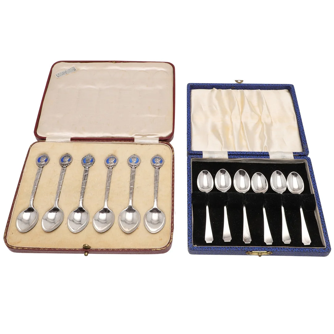 TWO CASED SETS OF SILVER TEA/ COFFEE SPOONS. — Silver — Lawrences Auctioneers