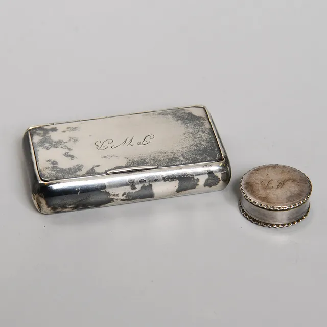 SNUSDOSOR, 2 st, silver, 1900-tal.