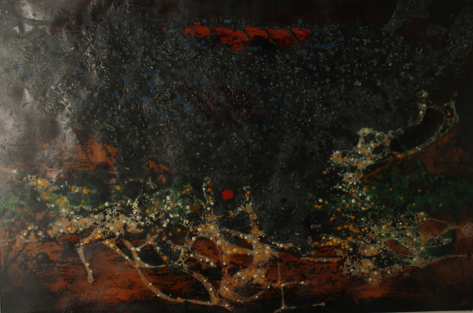 LAMBERT WERNER. blandteknik på duk, signerad Lambert Werner och daterad 60, Abstrakt motiv. — Paintings — Leiflers Auktionshus