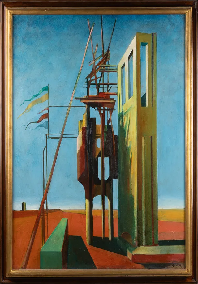 BERTIL GADÖ. "Provhuset", olja på duk.
