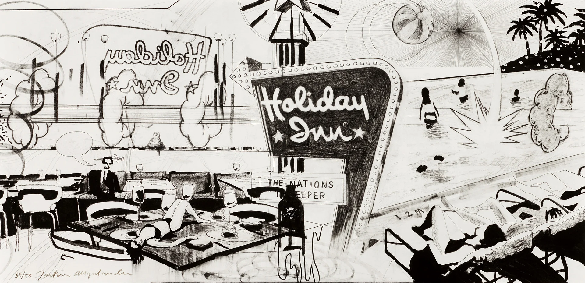 JOAKIM ALLGULANDER. "Holiday inn", signerad och numrerad 38/50, fine art pigment print. — Engravings & Prints — Crafoord Auktioner Stockholm