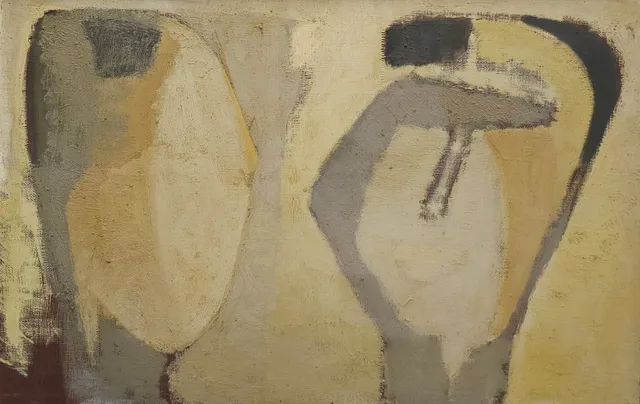 ISABEL SANTALÓ. ÓLEO LIENZO. "PAREJA, ROSTROS".