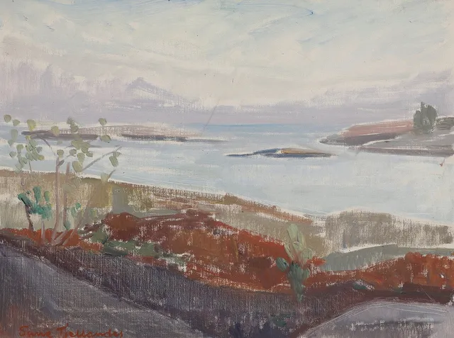 SUNE TJELLANDER. Olja på duk, kustmotiv, signerad, 1900-tal.