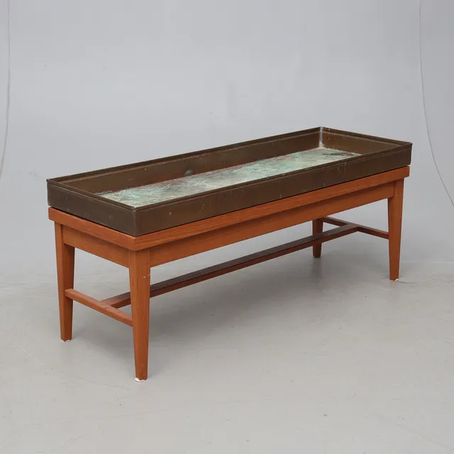 BLOMBORD, teak/koppar, 1950/60-tal.