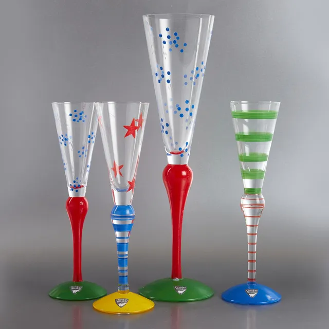 ANNE NILSSON. Snapsglas och champagneglas, 4 delar, "Clown", Orrefors.
