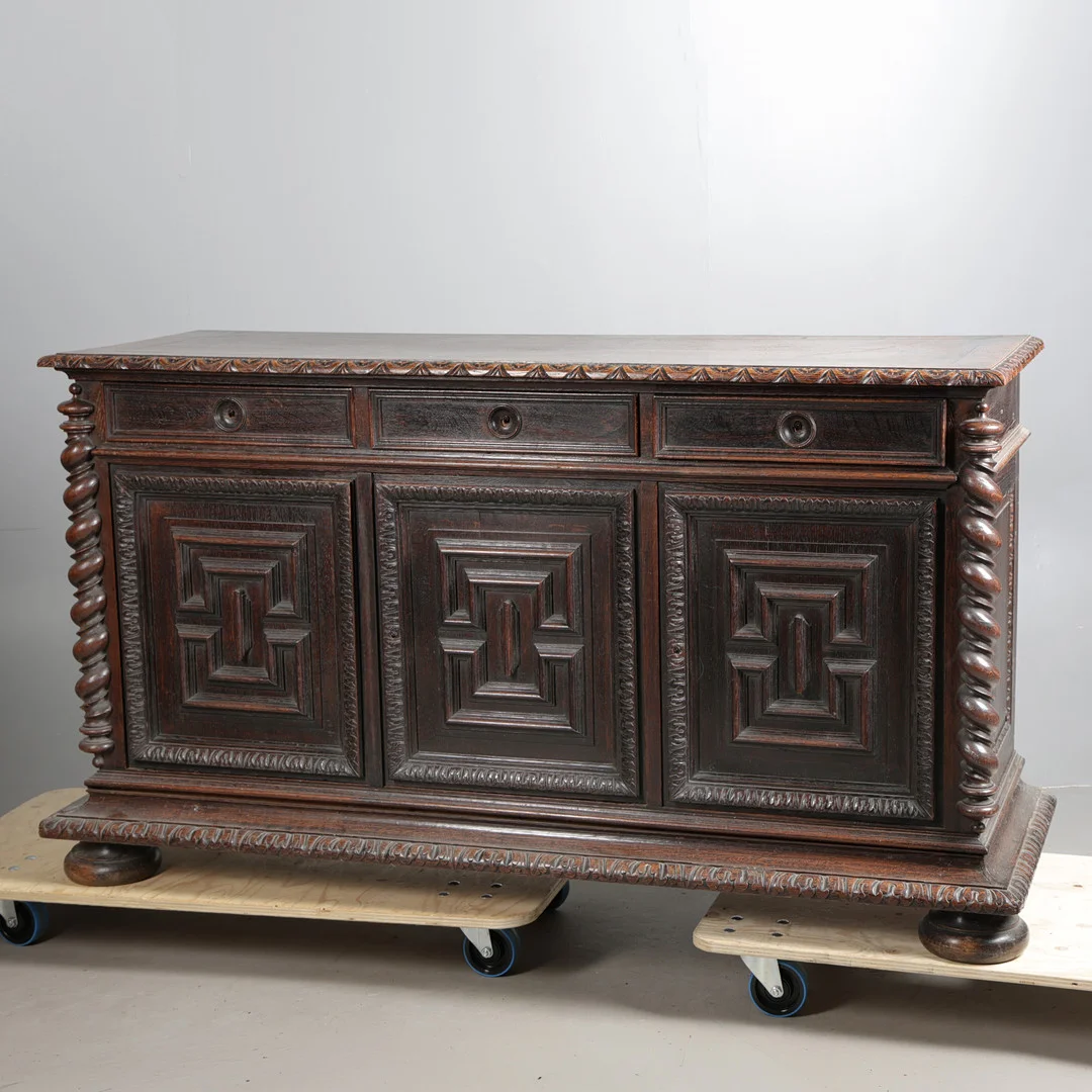 A VICTORIAN OAK SIDEBOARD. — Cupboards, Cabinets & Shelves — Bishop & Miller