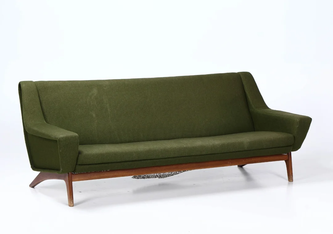 Dansk Møbelproducent: Tre-pers. sofa i grøn uld, 1950/60'erne — Furniture/Lounge suites, sofas — Lauritz
