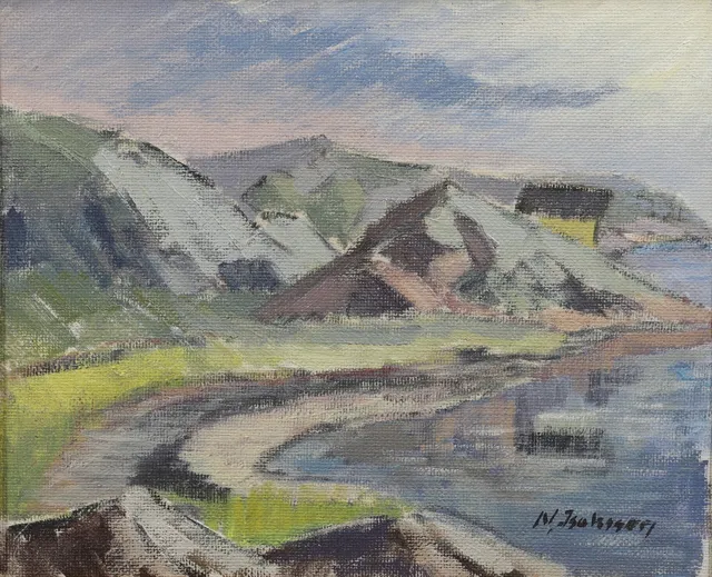 NILS ISAKSSON. Fjällmotiv, olja på duk, signerad.