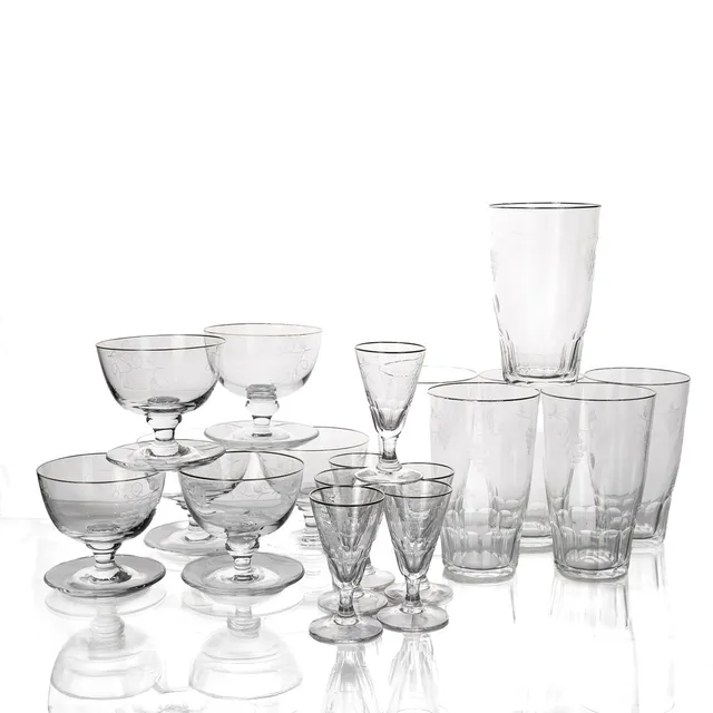 GLASSERVIS, 18 delar, Malm Kristall.