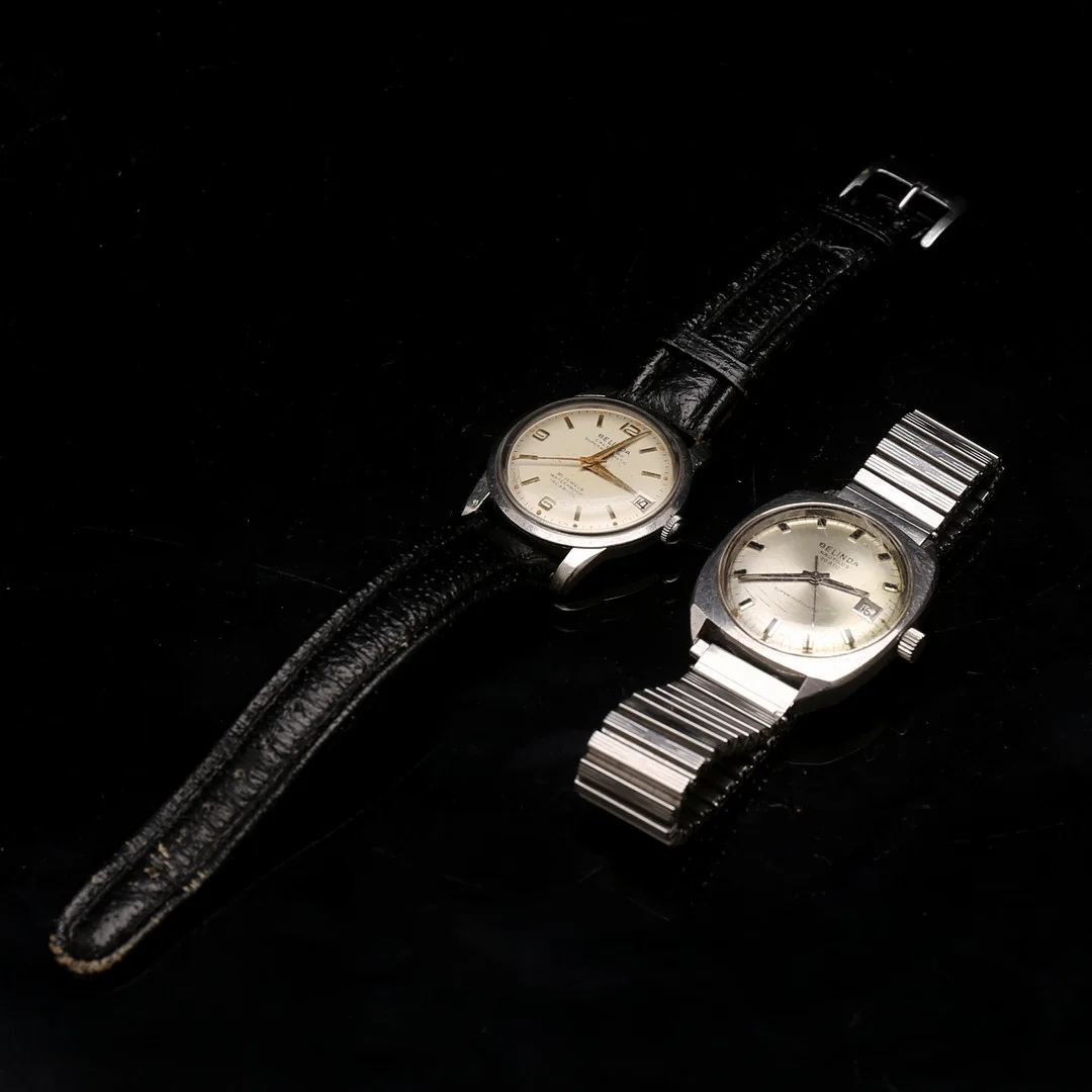 BELINDA, 2 armbandsur, stål, automatic, 1960-tal. — Wristwatches — Auktionshuset Thelin & Johansson