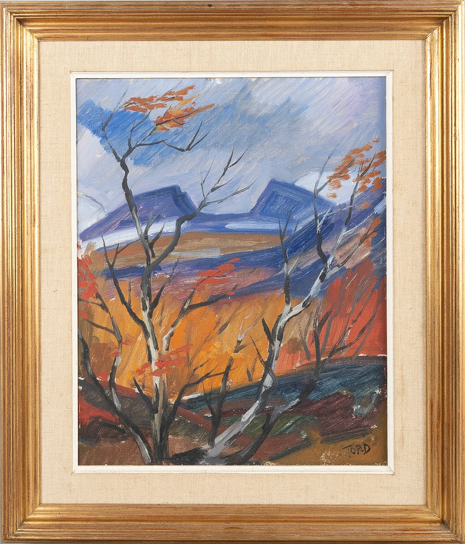 TORD LEANDER ENGSTRÖM (1914-1985). Fjällandskap, troligen Abisko, olja på pannå. — Paintings — Stockholms Auktionsverk Helsingborg