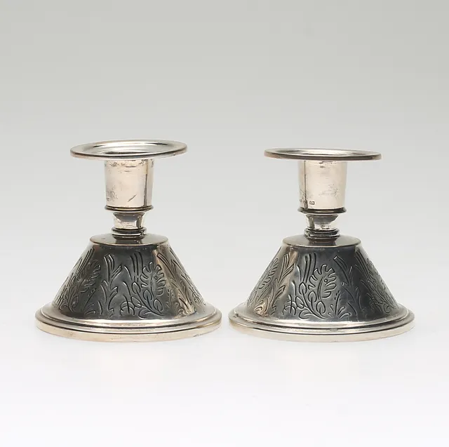 LJUSSTAKAR, 1 par, silver, MGAB, Uppsala, 1961.