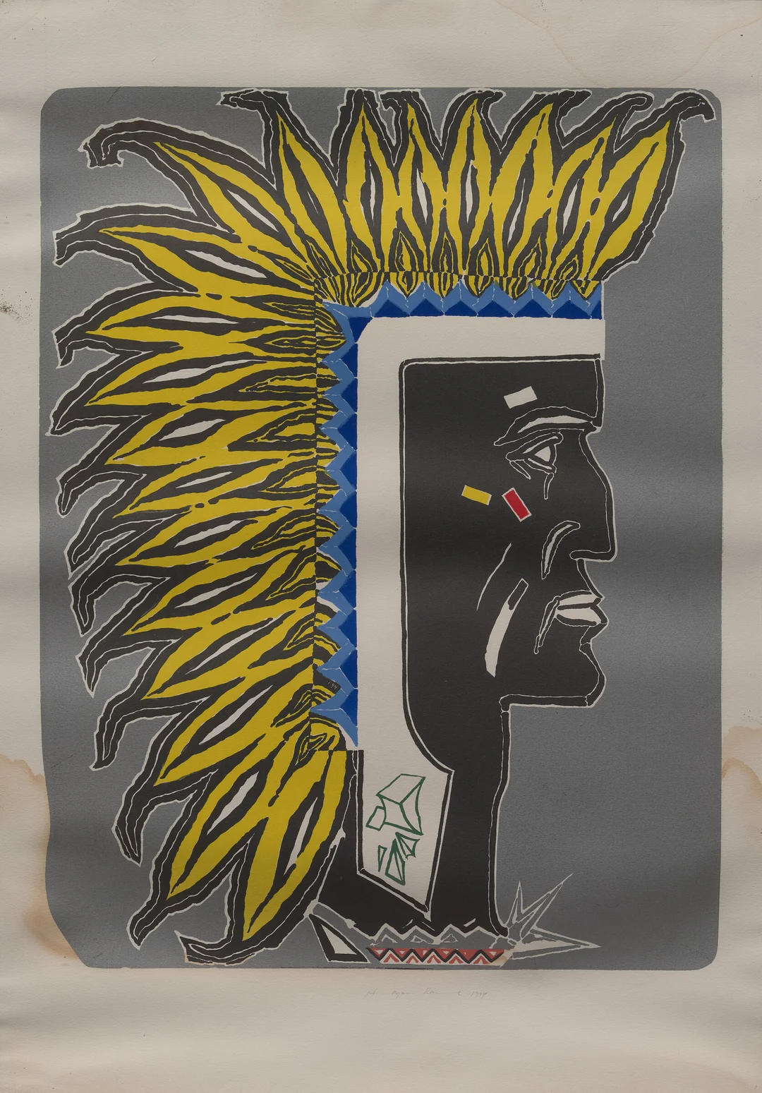 Ransve, Bjørn — "Indianerprofil med farger" 1984 — Kunst/Grafikk — Blomqvist