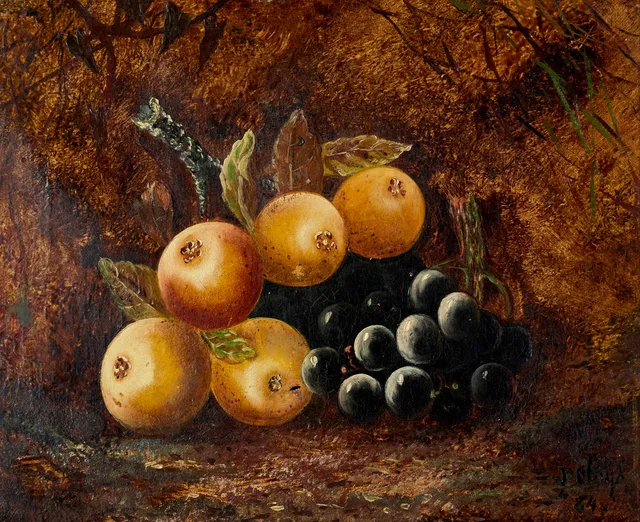 OIDENTIFIERAD KONSTNÄR, 1800-TAL, fruktstilleben, olja på duk, signerad J Clays och daterad 84.