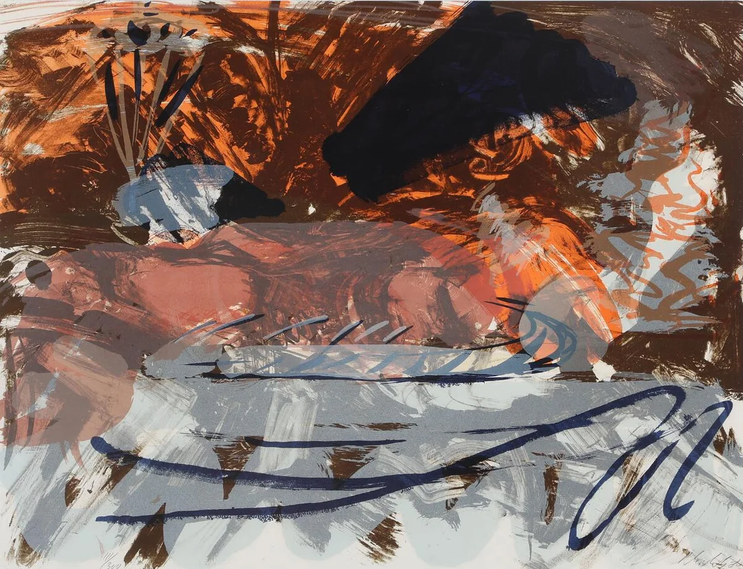 Untitled, 1980. Signed Per Kirkeby 80, 111/300. Lithograph in colours. Visible size 50 × 65 cm. — Modern Prints/Modern art — Bruun Rasmussen
