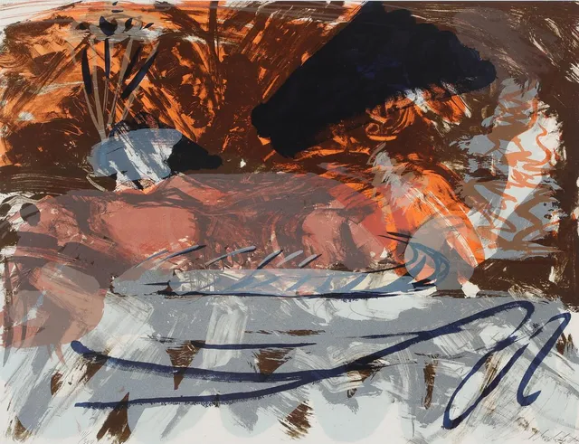 Untitled, 1980. Signed Per Kirkeby 80, 111/300. Lithograph in colours. Visible size 50 × 65 cm.