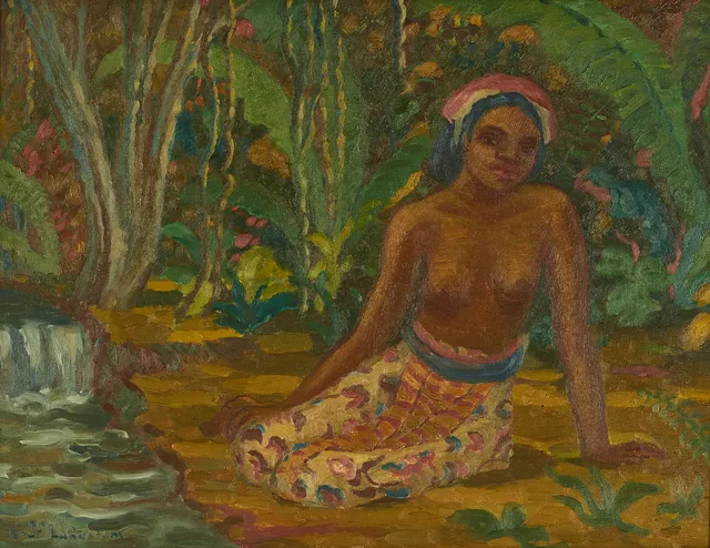 KNUT LUNDSTRÖM (1892-1945): Sittande kvinna - Bali, signerad, olja på pannå.