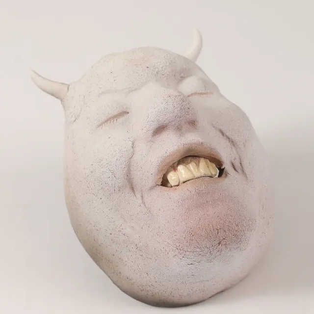 JOHAN THUNELL. Skulptur, ansikte, stengods, signerad.