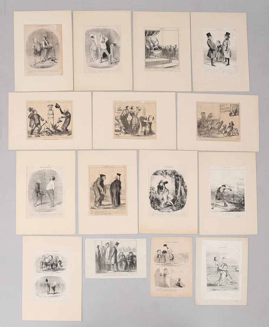 HONORÉ DAUMIER. 15 LITOGRAFIER UR "LE CHARIVARI", 1800-TALETS MITT. — Engravings & Prints — Crafoord Auktioner Lund