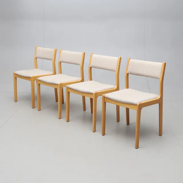 ERIK BUCH. Stolar, 4 st, bok, Findahls Møbelfabrik, Danmark, 1960-tal.
