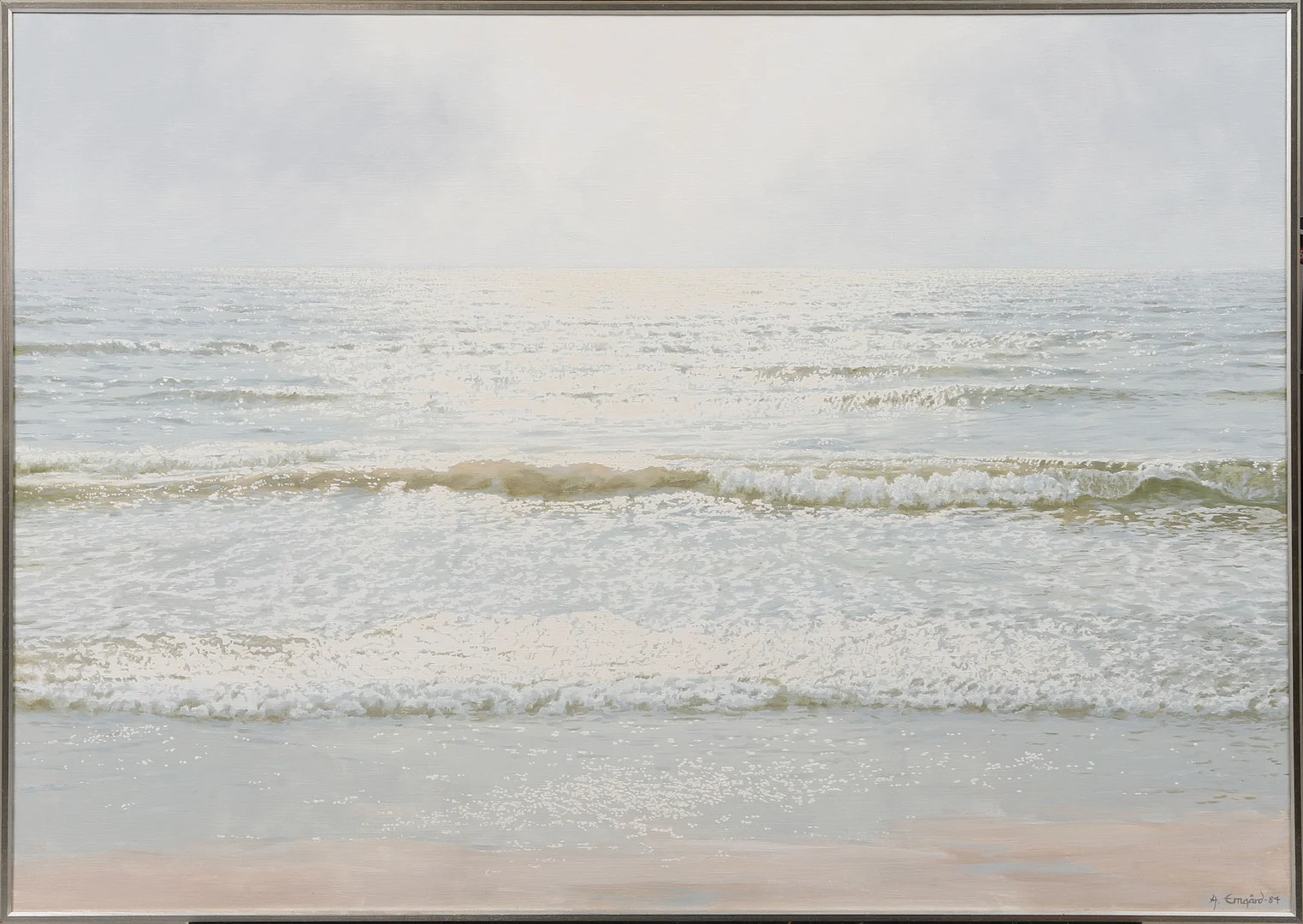 ANDERS EMGÅRD. Vågor vid strand. Olja och tempera på duk, signerad och daterad -84. — Paintings — Göteborgs Auktionsverk