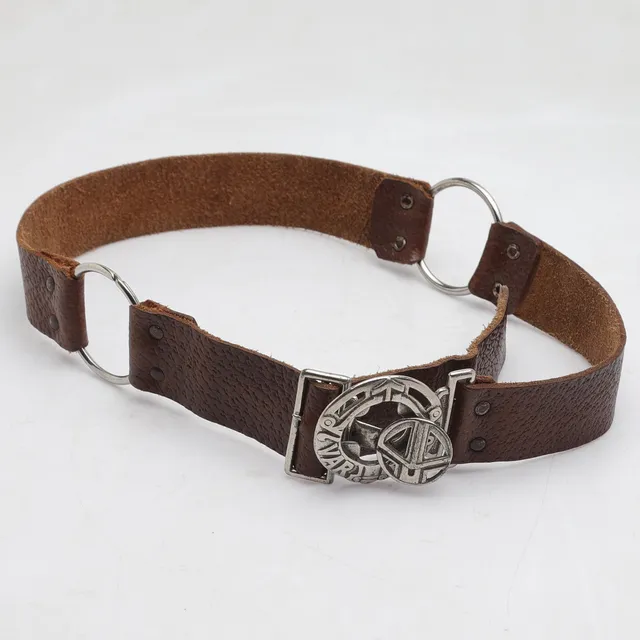 SCOUTBÄLTE, läder och metall, "Var redo", 1930/40-tal.