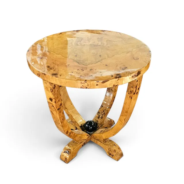 Mesa Art Decó en madera de raíz.