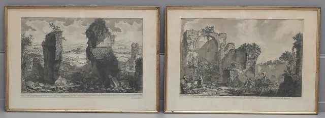 KOPPARSTICK, två st, efter Giovanni Battista Pinaresi.