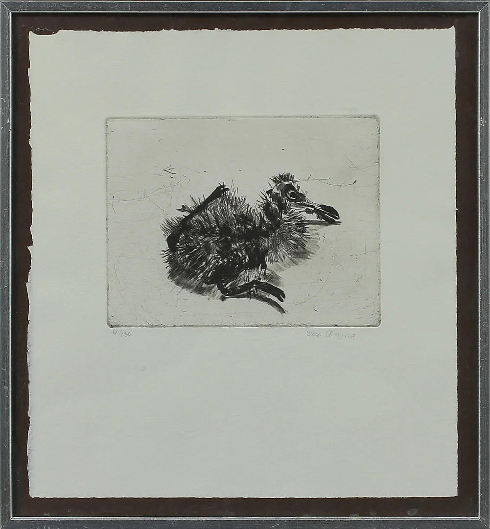 LENA CRONQVIST. Fågelunge. Etsning, signerad och numrerad 61/130. — Engravings & Prints — Göteborgs Auktionsverk