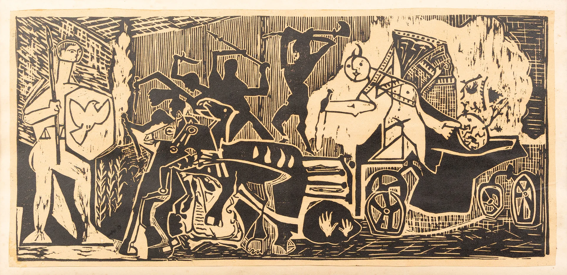 PABLO PICASSO. "La Guerre et la Paix", linoleumtryk, osignerad. — Engravings & Prints — Garpenhus Auktioner