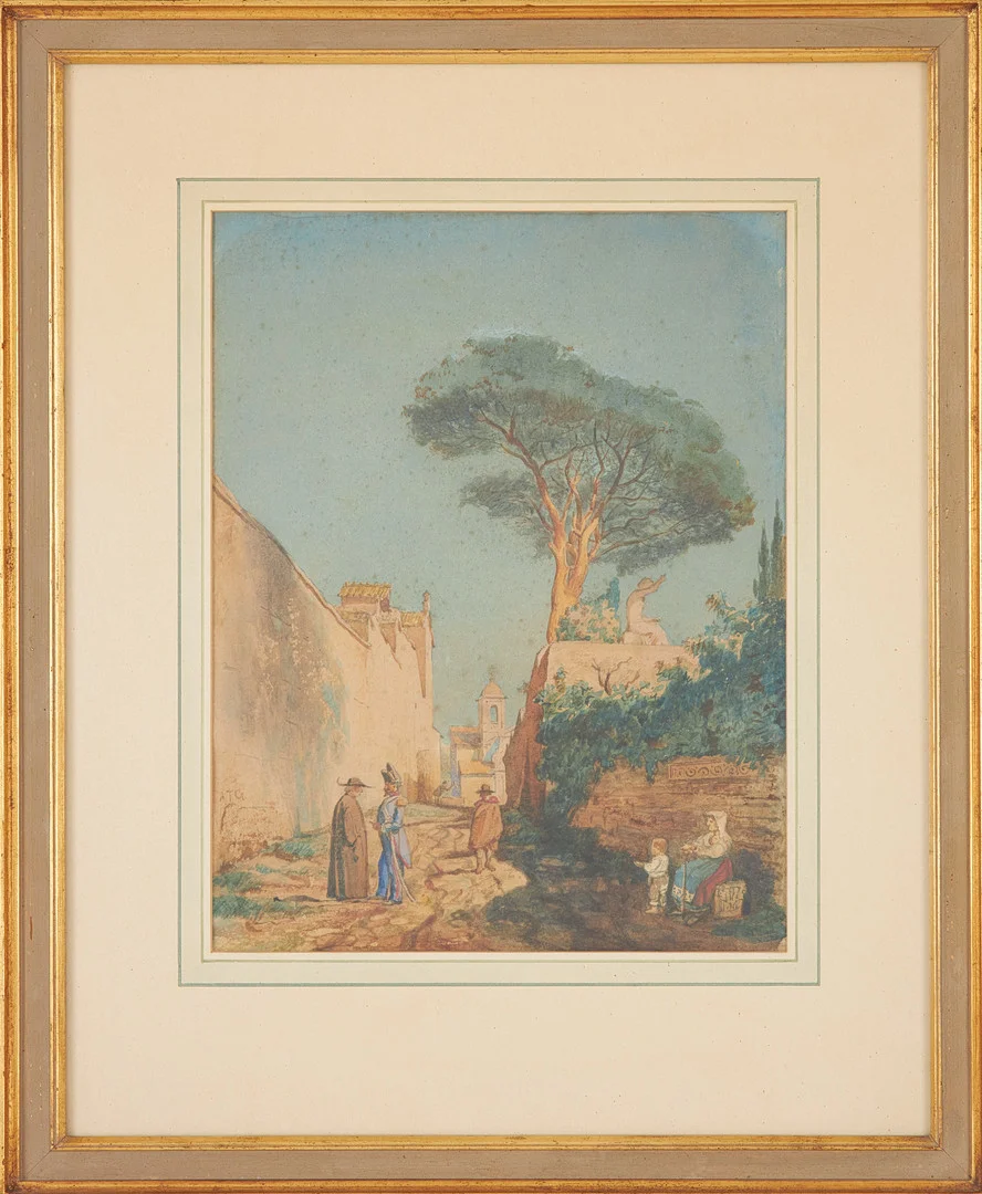 ALBERT THEODOR GELLERSTEDT. Mindre gata i Rom, akvarell, monogramsignerad. — Paintings — Stockholms Auktionsverk Sickla