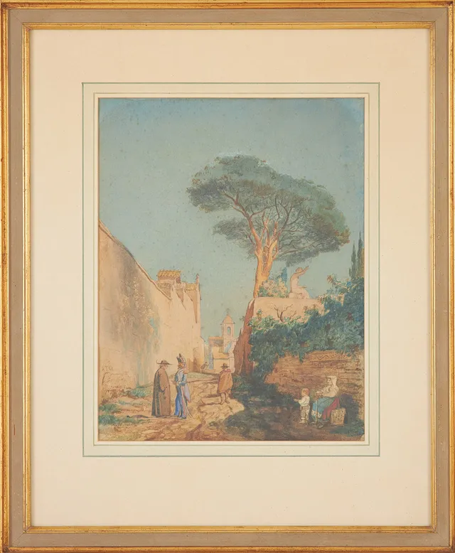ALBERT THEODOR GELLERSTEDT. Mindre gata i Rom, akvarell, monogramsignerad.