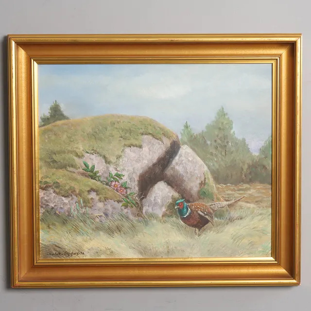 CHARLOTTA LILJEFORS. OLJA PÅ PANNÅ, "Fasan", signerad, 1990.
