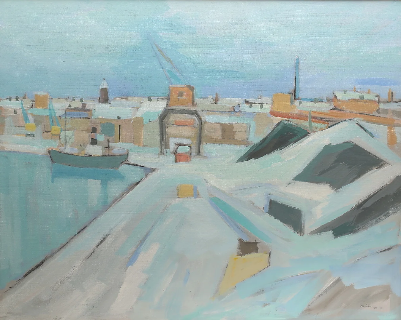 BIRGER STRÅÅT. Olja på duk," Norrköpings hamn ", signerad. — Paintings — RA Auktionsverket Norrköping