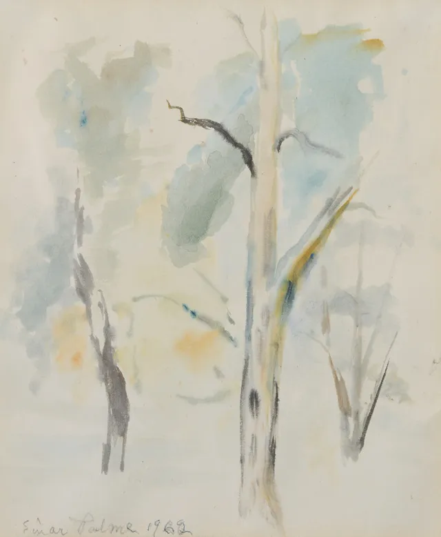 EINAR PALME. Skogsmotiv, akvarell på papper, signerad, daterad 1962.
