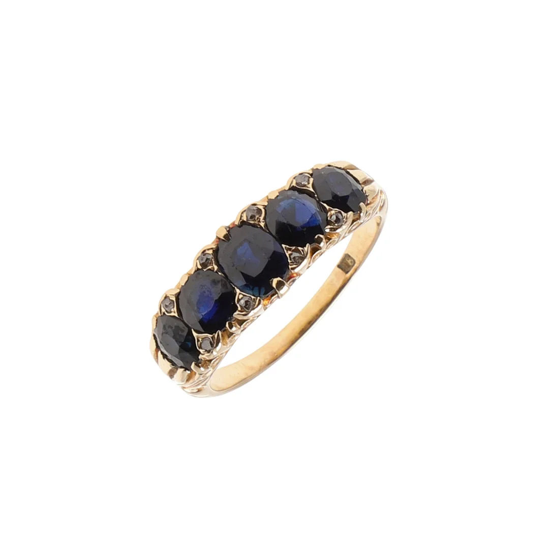 A SAPPHIRE AND DIAMOND FIVE STONE RING. — Rings — Lawrences Auctioneers