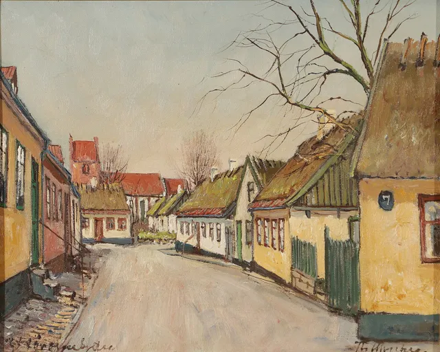 THEODOR ULRICHSEN. Bygata, olja på duk, signerad.