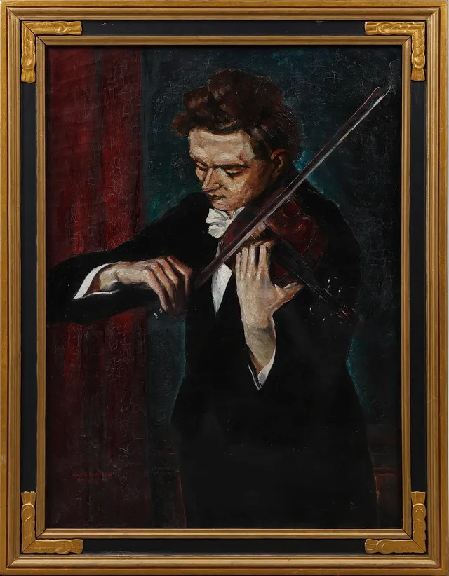 GÖSTA NORDBLAD. Fiolspelare, olja på duk, signerad och daterad Helsingborg, 1923.