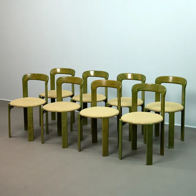 BRUNO REY. Kusch & Co., acht Stühle / Esszimmerstühle, Modell 'Rey Chair 33', Buche, Deutschland (8).